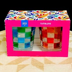Tabitha Brown Checkered Tumblers 2 - pack ( 16oz, NWT)